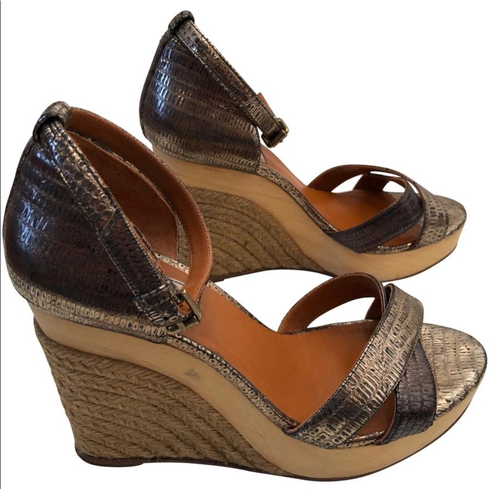 SOLD Lanvin Metallic Espadrille Wedge Sandal